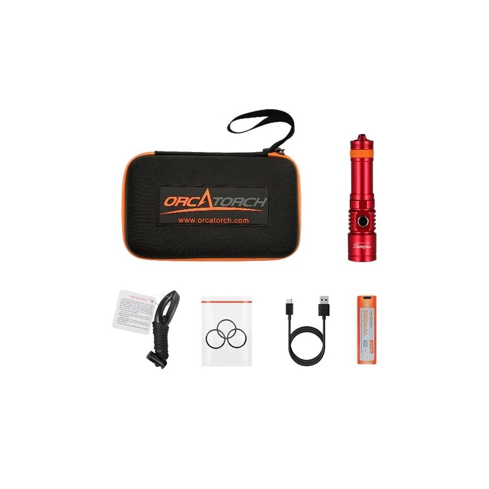 OrcaTorch D710 – Φακός Κατάδυσης 3000 Lumens | USB-C Επαναφορτιζόμενος